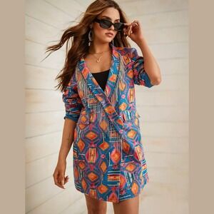 Sterling & Stitch Womens Large Southwestern Rhinestone Fringe Blazer Jacket NEW